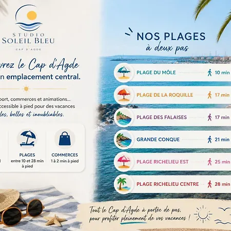 Soleil Bleu Centre Port Plages A Pied アグド